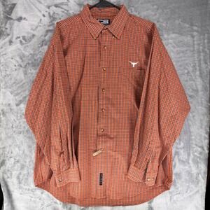 CRABLE SPORTSWEAR Mens XL Plaid Long Sleeve Button Up Shirt Texas Longhorns